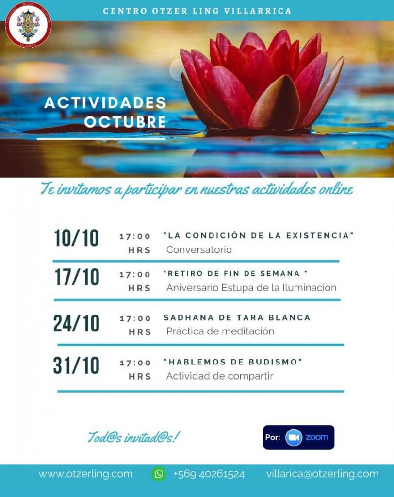 Calendario de actividades de los sábados de Octubre